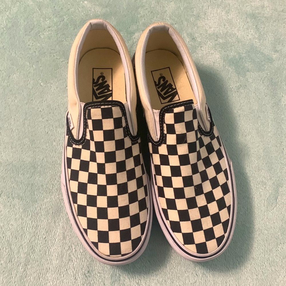 Checkered Platform Vans Slip-ons